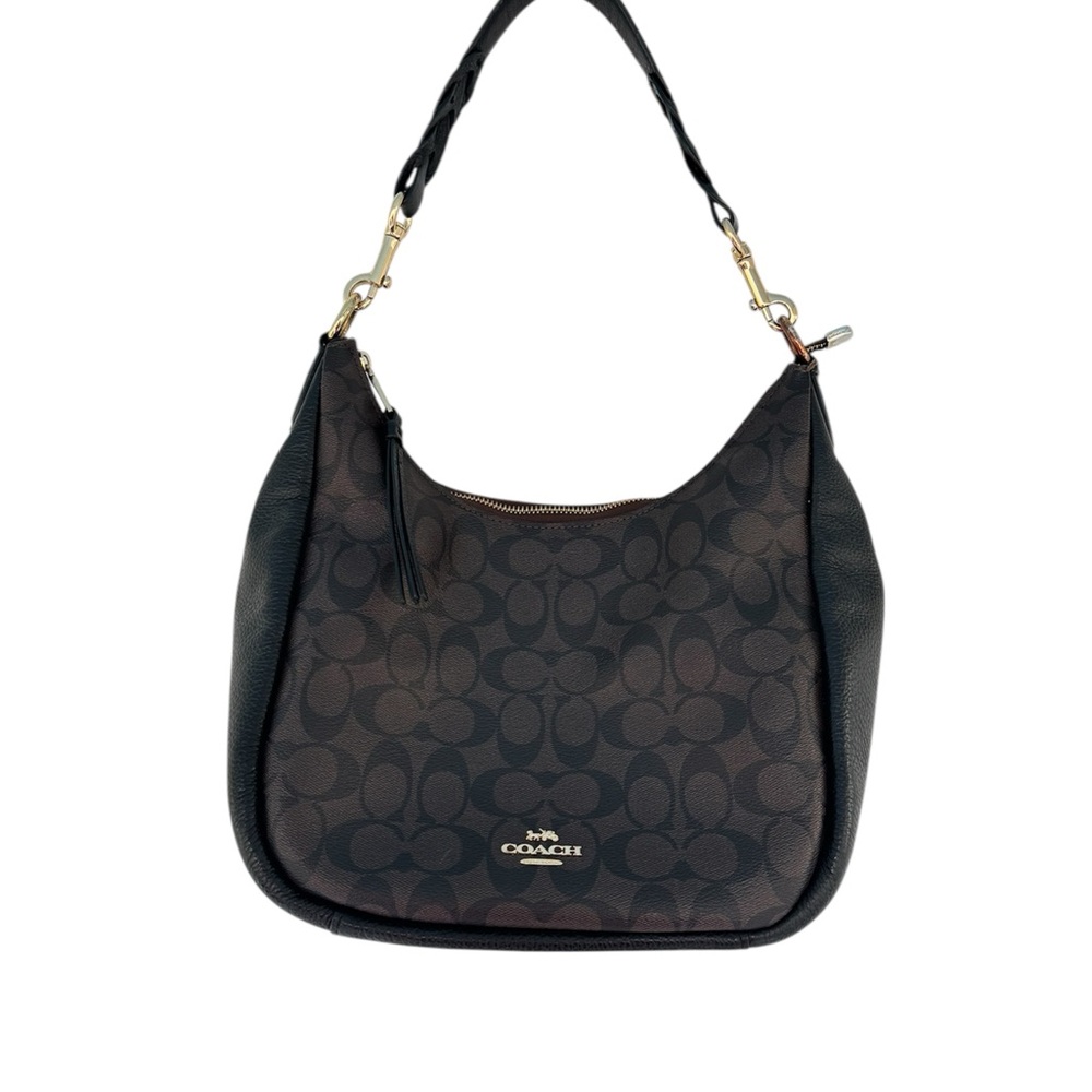 Coach Signature Black and Brown Jules Hobo Bag